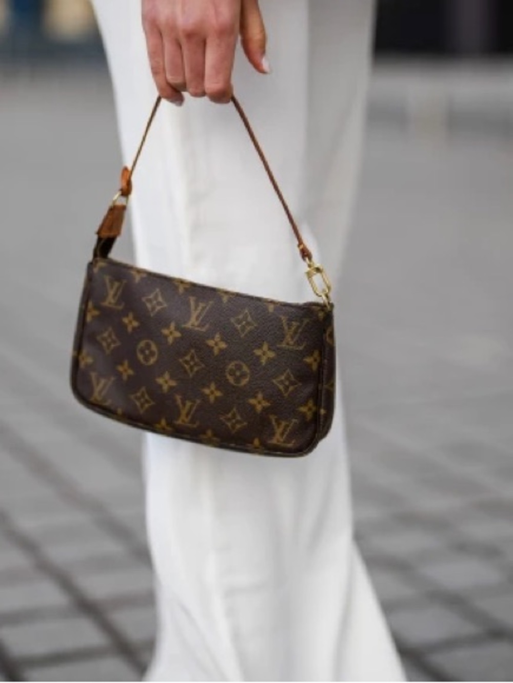 Louis Vuitton Brown Signature Classic Monogram Pochette Accessoire Zip Shoulder